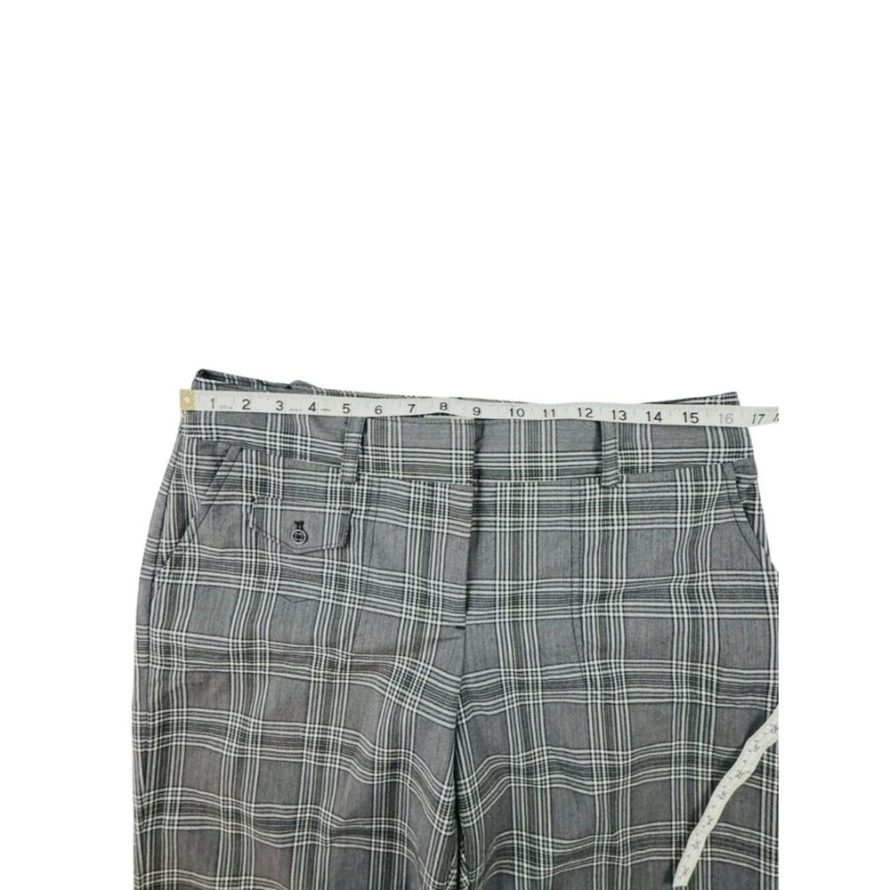 IZOD XFG Plaid Golf Pants Women's 10 Gray White Stretch Ankle Preppy Golfcore